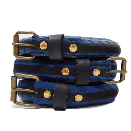 Ceinture Belt Vélo bleue très fine striée